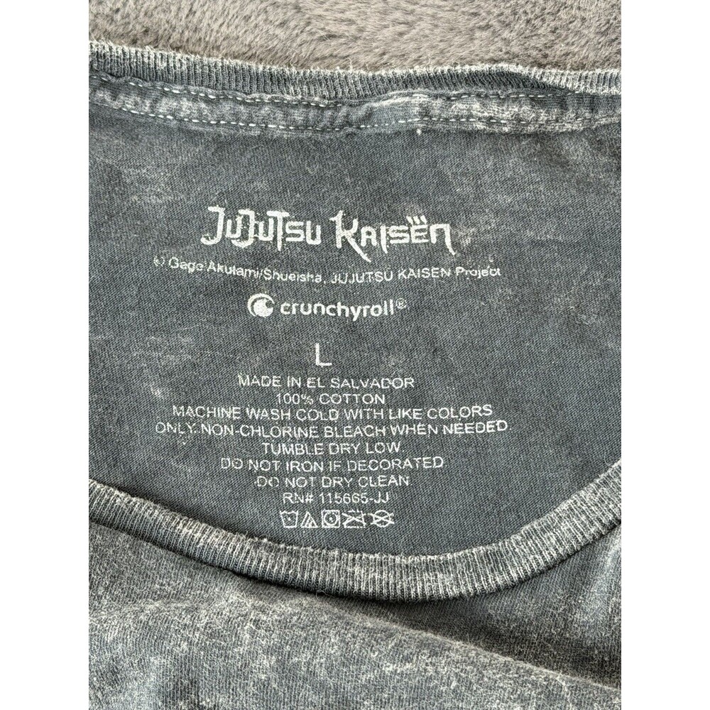Jujutsu Kaisen Toji Fushiguro Men’s Large Black Acid Wash Anime Graphic T-Shirt - Picture 3 of 5